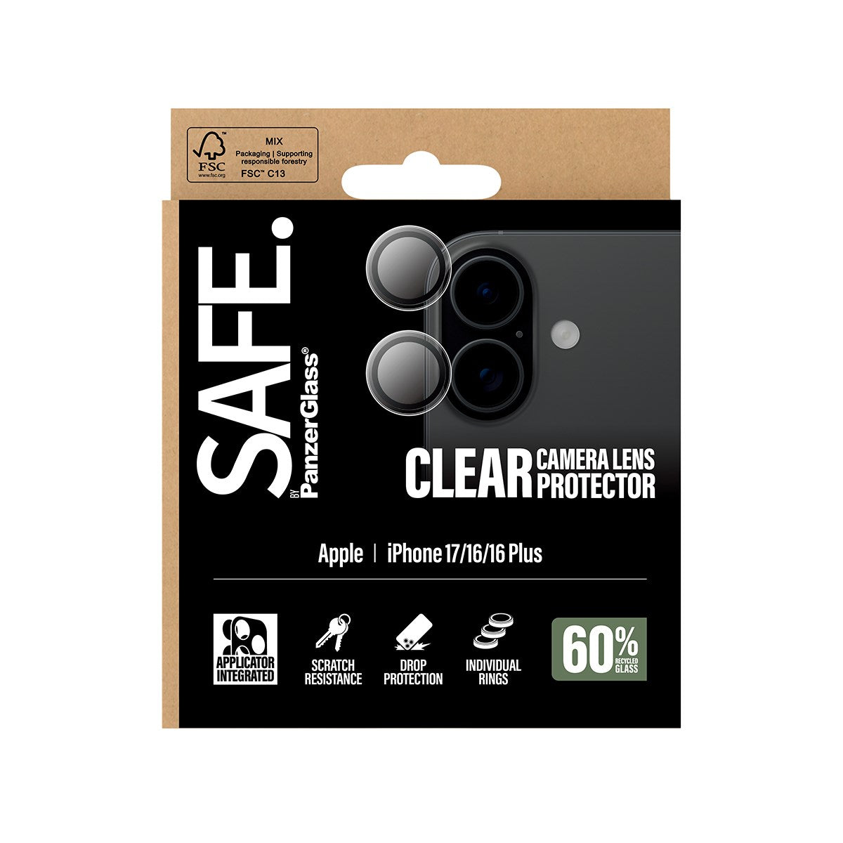 SAFE. by PanzerGlass® Kameralinsebeskytter Transparent iPhone 17 | iPhone 16 | 16 Plus